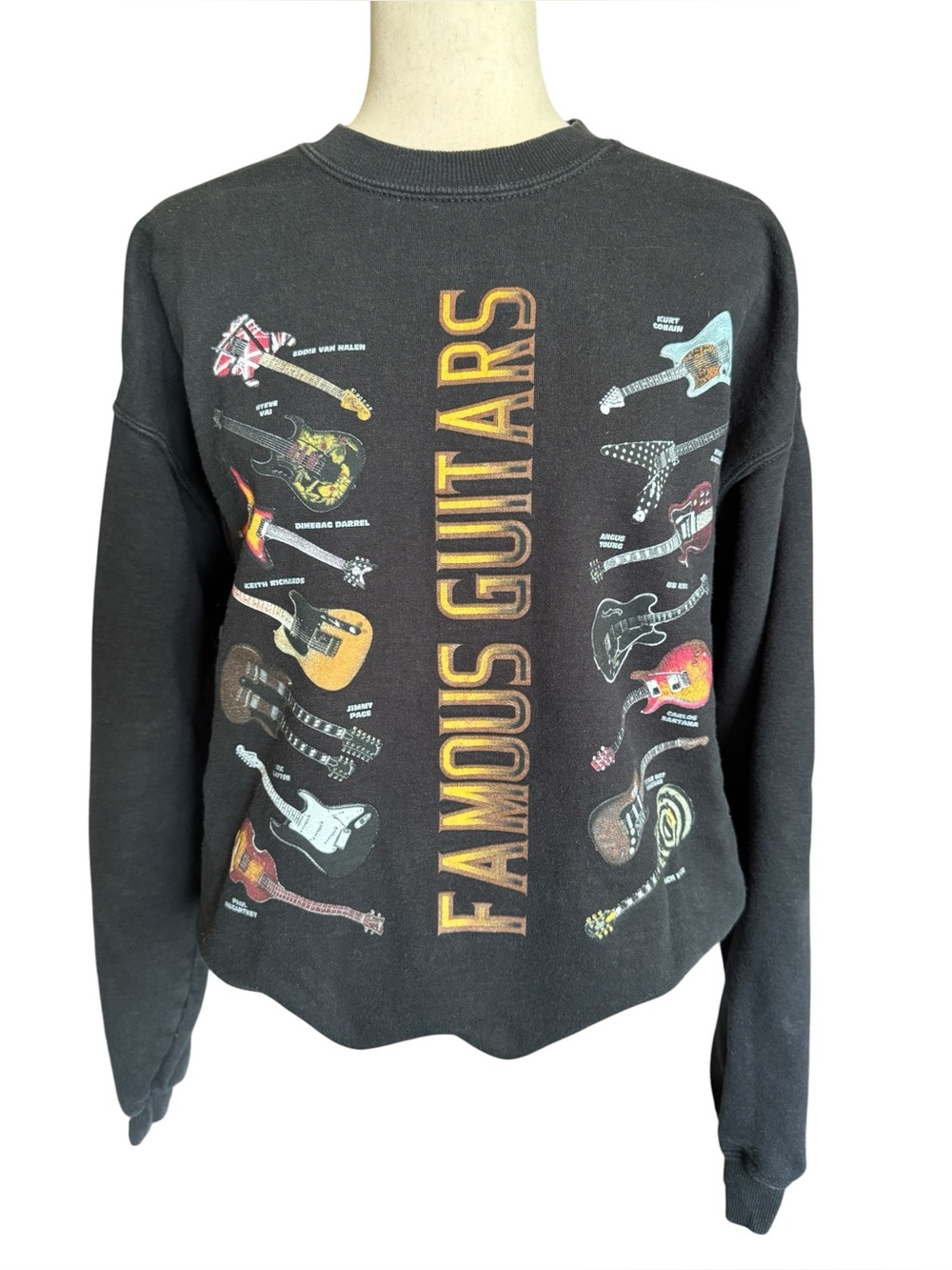 Famous Guitars Black Graphic Crewneck Sweatshirt